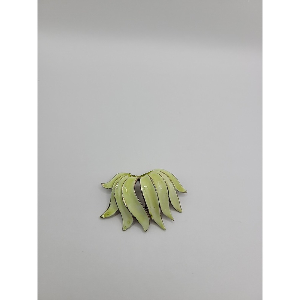Vintage HAR Enamel Flower Brooch Yellow Green Gold Tone Pin Jewelry